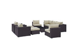 EEI-2169-EXP-BEI-SET Convene 10 Piece Outdoor Patio Sectional Set By Modway