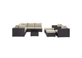 EEI-2169-EXP-BEI-SET Convene 10 Piece Outdoor Patio Sectional Set By Modway