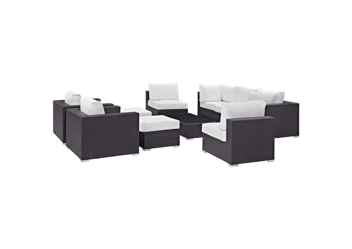 EEI-2169-EXP-WHI-SET Convene 10 Piece Outdoor Patio Sectional Set By Modway
