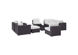 EEI-2169-EXP-WHI-SET Convene 10 Piece Outdoor Patio Sectional Set By Modway