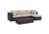 EEI-2172-EXP-BEI-SET Convene 5 Piece Outdoor Patio Sectional Set By Modway