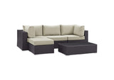 EEI-2172-EXP-BEI-SET Convene 5 Piece Outdoor Patio Sectional Set By Modway