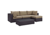 EEI-2172-EXP-MOC-SET Convene 5 Piece Outdoor Patio Sectional Set By Modway
