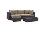 EEI-2172-EXP-MOC-SET Convene 5 Piece Outdoor Patio Sectional Set By Modway