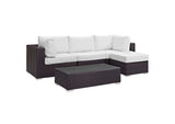 EEI-2172-EXP-WHI-SET Convene 5 Piece Outdoor Patio Sectional Set By Modway
