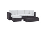 EEI-2172-EXP-WHI-SET Convene 5 Piece Outdoor Patio Sectional Set By Modway
