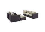 EEI-2200-EXP-BEI-SET Convene 7 Piece Outdoor Patio Sectional Set By Modway
