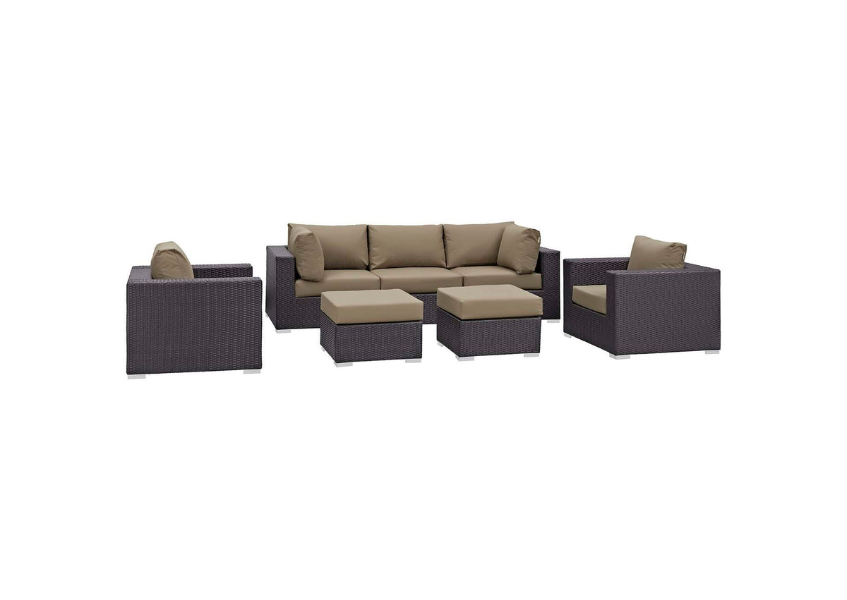 EEI-2200-EXP-MOC-SET Convene 7 Piece Outdoor Patio Sectional Set By Modway