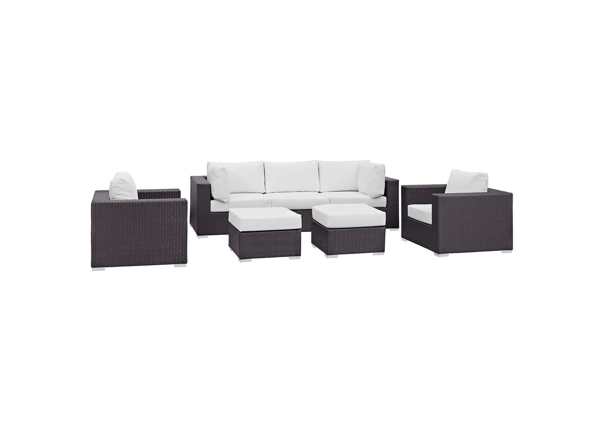 EEI-2200-EXP-WHI-SET Convene 7 Piece Outdoor Patio Sectional Set By Modway