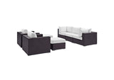 EEI-2200-EXP-WHI-SET Convene 7 Piece Outdoor Patio Sectional Set By Modway