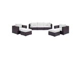 EEI-2200-EXP-WHI-SET Convene 7 Piece Outdoor Patio Sectional Set By Modway