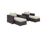 EEI-2201-EXP-BEI-SET Convene 5 Piece Outdoor Patio Sectional Set By Modway