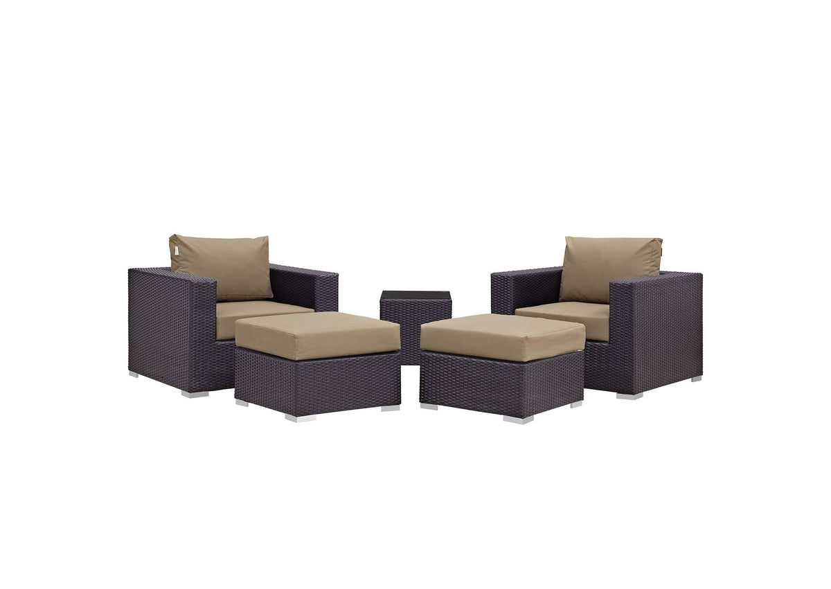 EEI-2201-EXP-MOC-SET Convene 5 Piece Outdoor Patio Sectional Set By Modway