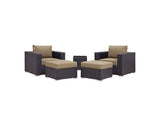 EEI-2201-EXP-MOC-SET Convene 5 Piece Outdoor Patio Sectional Set By Modway