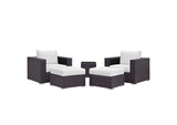 EEI-2201-EXP-WHI-SET Convene 5 Piece Outdoor Patio Sectional Set By Modway