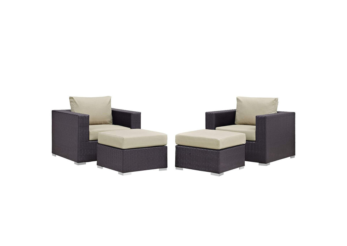 EEI-2202-EXP-BEI-SET Convene 4 Piece Outdoor Patio Sectional Set By Modway