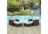 EEI-2202-EXP-BEI-SET Convene 4 Piece Outdoor Patio Sectional Set By Modway