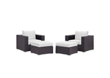 EEI-2202-EXP-WHI-SET Convene 4 Piece Outdoor Patio Sectional Set By Modway