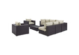 EEI-2203-EXP-BEI-SET Convene 8 Piece Outdoor Patio Sectional Set By Modway