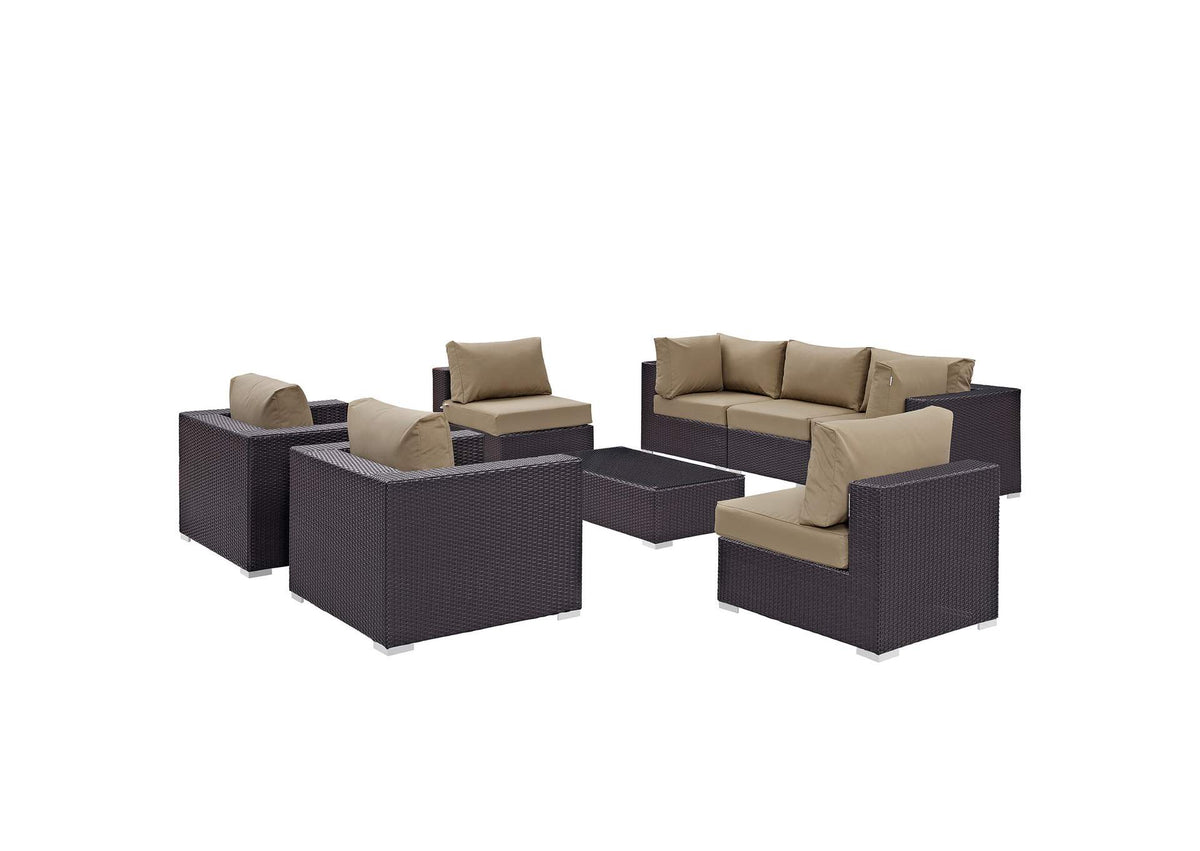 EEI-2203-EXP-MOC-SET Convene 8 Piece Outdoor Patio Sectional Set By Modway