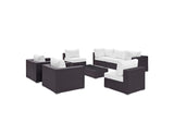 EEI-2203-EXP-WHI-SET Convene 8 Piece Outdoor Patio Sectional Set By Modway