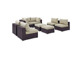 EEI-2204-EXP-BEI-SET Convene 8 Piece Outdoor Patio Sectional Set By Modway