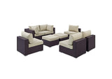 EEI-2204-EXP-BEI-SET Convene 8 Piece Outdoor Patio Sectional Set By Modway