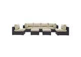 EEI-2204-EXP-BEI-SET Convene 8 Piece Outdoor Patio Sectional Set By Modway