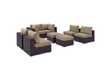 EEI-2204-EXP-MOC-SET Convene 8 Piece Outdoor Patio Sectional Set By Modway