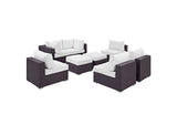 EEI-2204-EXP-WHI-SET Convene 8 Piece Outdoor Patio Sectional Set By Modway