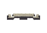 EEI-2205-EXP-BEI-SET Convene 8 Piece Outdoor Patio Sectional Set By Modway