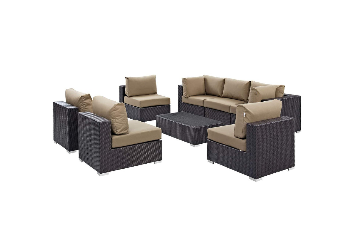 EEI-2205-EXP-MOC-SET Convene 8 Piece Outdoor Patio Sectional Set By Modway