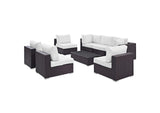 EEI-2205-EXP-WHI-SET Convene 8 Piece Outdoor Patio Sectional Set By Modway