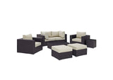 EEI-2206-EXP-BEI-SET Convene 8 Piece Outdoor Patio Sectional Set By Modway