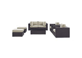 EEI-2206-EXP-BEI-SET Convene 8 Piece Outdoor Patio Sectional Set By Modway