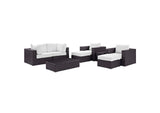 EEI-2206-EXP-WHI-SET Convene 8 Piece Outdoor Patio Sectional Set By Modway