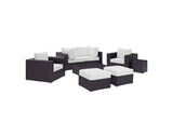 EEI-2206-EXP-WHI-SET Convene 8 Piece Outdoor Patio Sectional Set By Modway