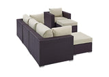 EEI-2207-EXP-BEI-SET Convene 6 Piece Outdoor Patio Sectional Set By Modway