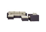 EEI-2207-EXP-BEI-SET Convene 6 Piece Outdoor Patio Sectional Set By Modway