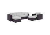 EEI-2207-EXP-WHI-SET Convene 6 Piece Outdoor Patio Sectional Set By Modway