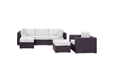 EEI-2207-EXP-WHI-SET Convene 6 Piece Outdoor Patio Sectional Set By Modway