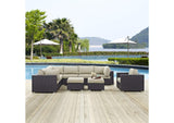 EEI-2208-EXP-BEI-SET Convene 9 Piece Outdoor Patio Sectional Set By Modway