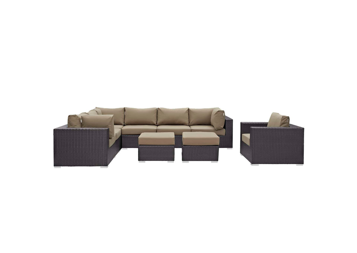 EEI-2208-EXP-MOC-SET Convene 9 Piece Outdoor Patio Sectional Set By Modway