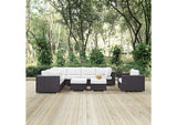 EEI-2208-EXP-WHI-SET Convene 9 Piece Outdoor Patio Sectional Set By Modway