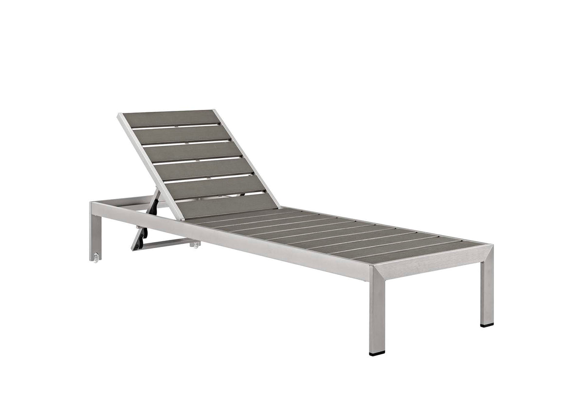 EEI-2247-SLV-GRY Shore Outdoor Patio Aluminum Chaise By Modway