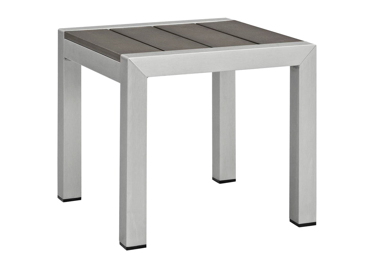EEI-2248-SLV-GRY Shore Outdoor Patio Aluminum Side Table By Modway