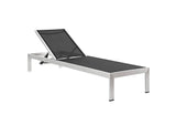 EEI-2249-SLV-BLK Shore Outdoor Patio Aluminum Mesh Chaise By Modway