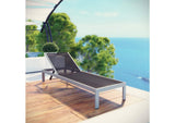 EEI-2249-SLV-BLK Shore Outdoor Patio Aluminum Mesh Chaise By Modway