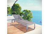 EEI-2249-SLV-GRY Shore Outdoor Patio Aluminum Mesh Chaise By Modway