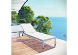 EEI-2249-SLV-WHI Shore Outdoor Patio Aluminum Mesh Chaise By Modway